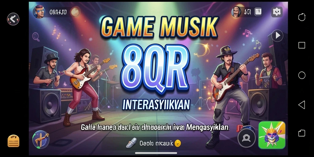 Screenshot gameplay 8QR menampilkan tantangan musik yang seru.