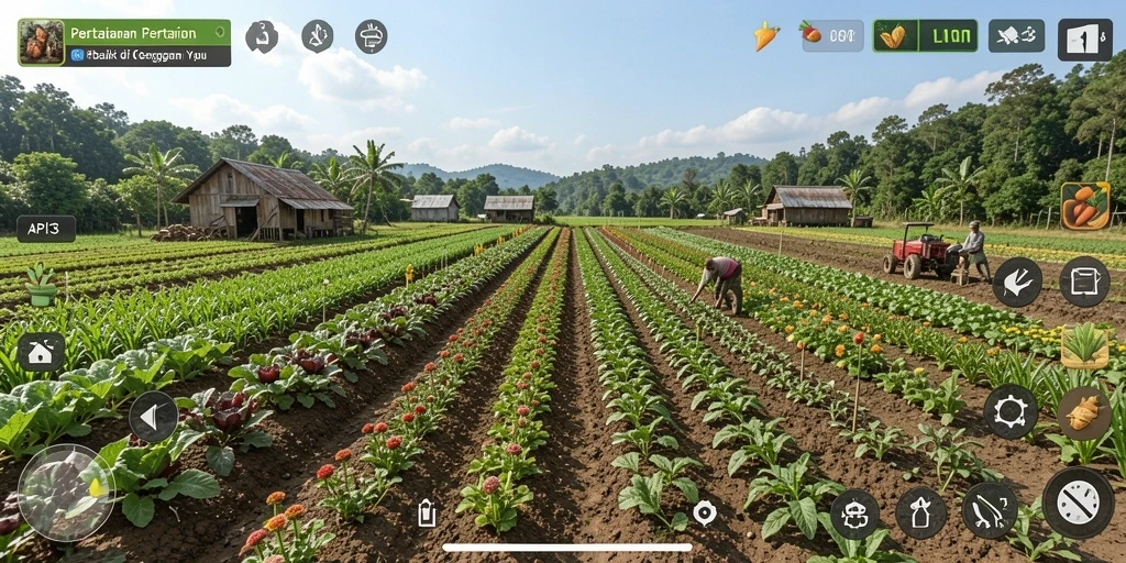 Tampilan screenshot utama API33 menampilkan aktivitas menarik dalam game Farming.