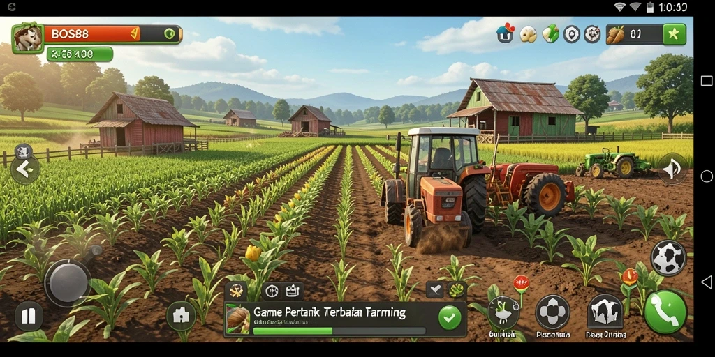 Gameplay menarik BOS88 dengan berbagai tanaman dan kegiatan pertanian.